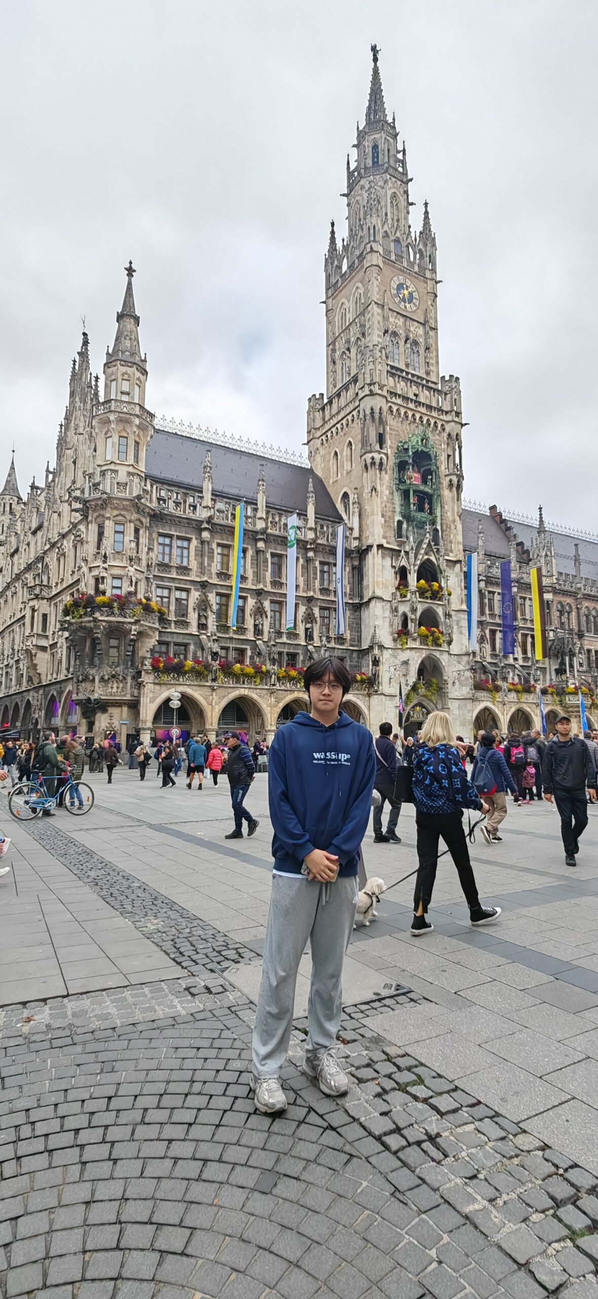 Student visiting Marienplatz in Munich, Germany