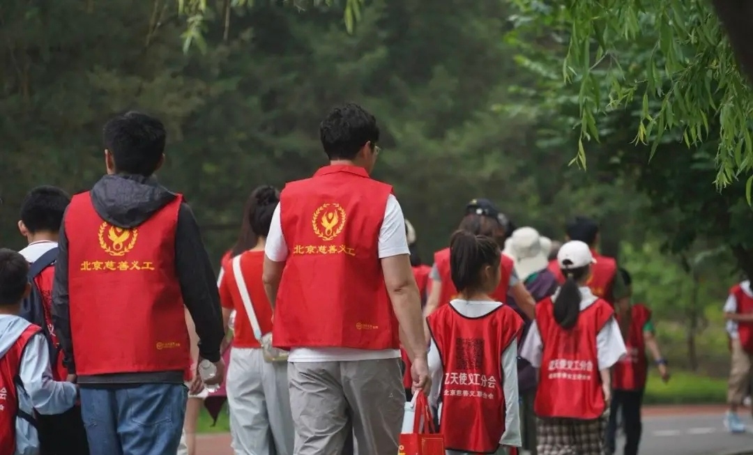 Volunteers walking together in service uniforms